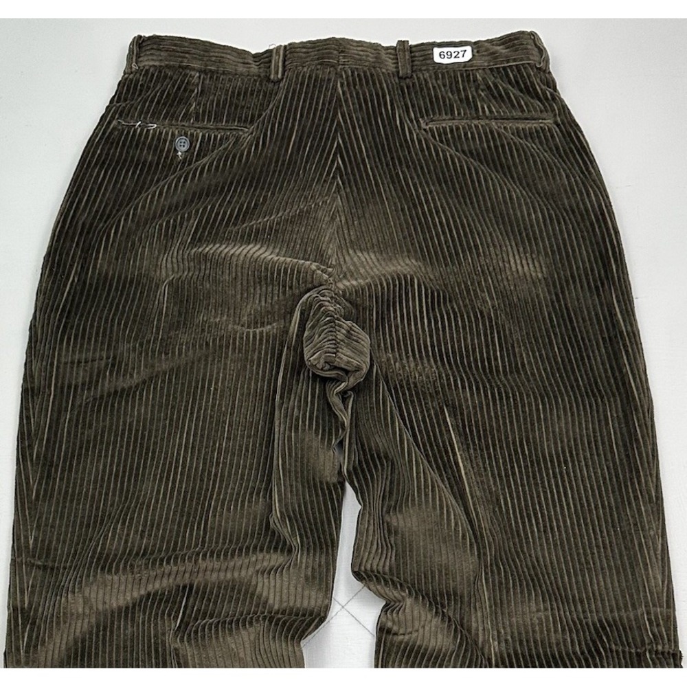 Nordstrom Baggy Corduroy Pants Men 34x33 VTG Dark Green Pleated Wide Wale USA